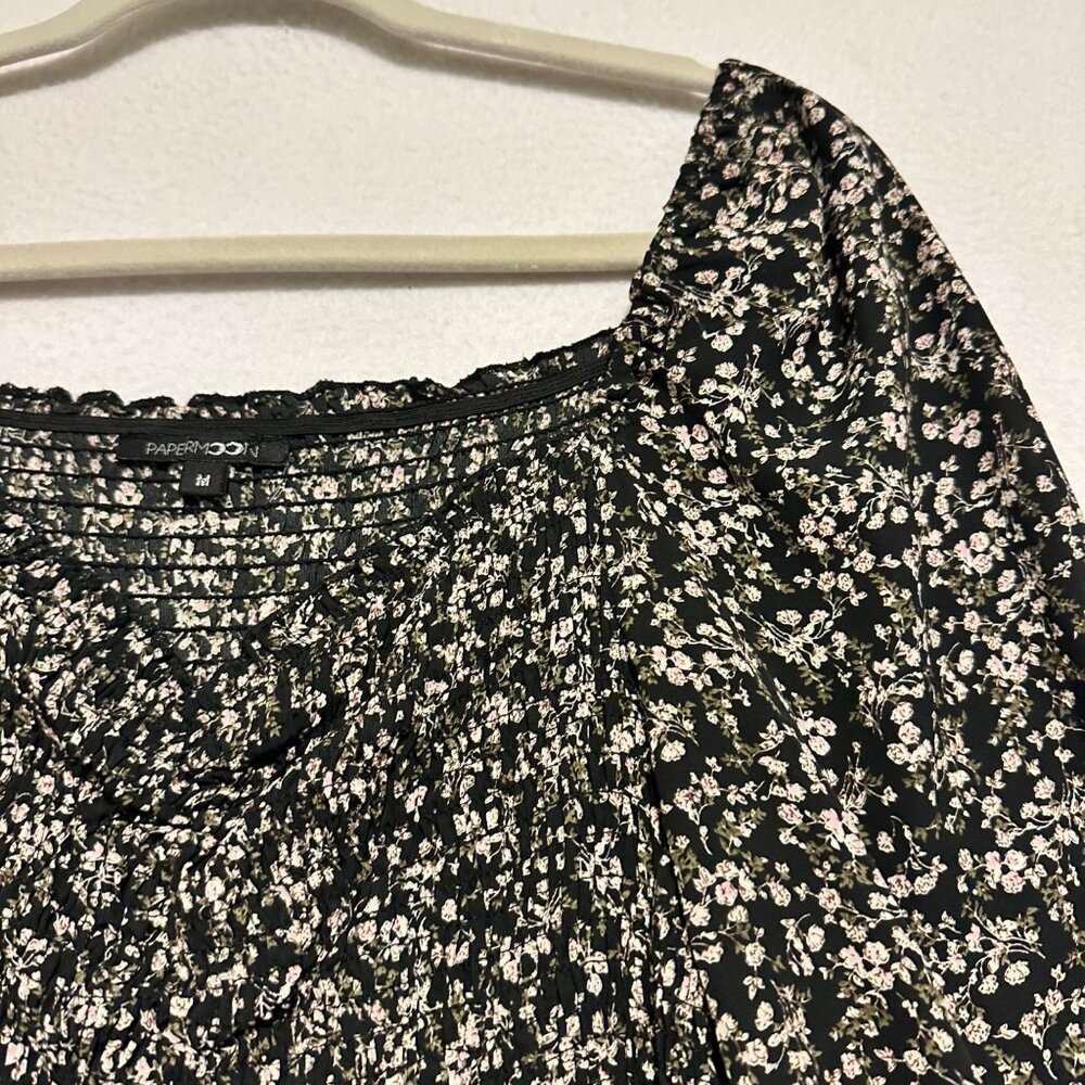 Papermoon Womens Medium Floral Rouged Babydoll Bodycon Dress Y2K Cottage Whimsy - Picture 3 of 12